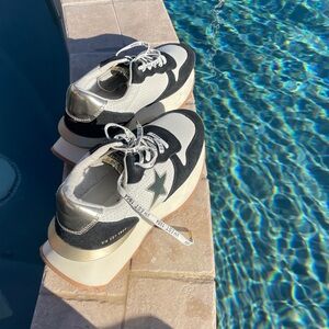 Gold and Black Vintage Hanna Star Sneakers